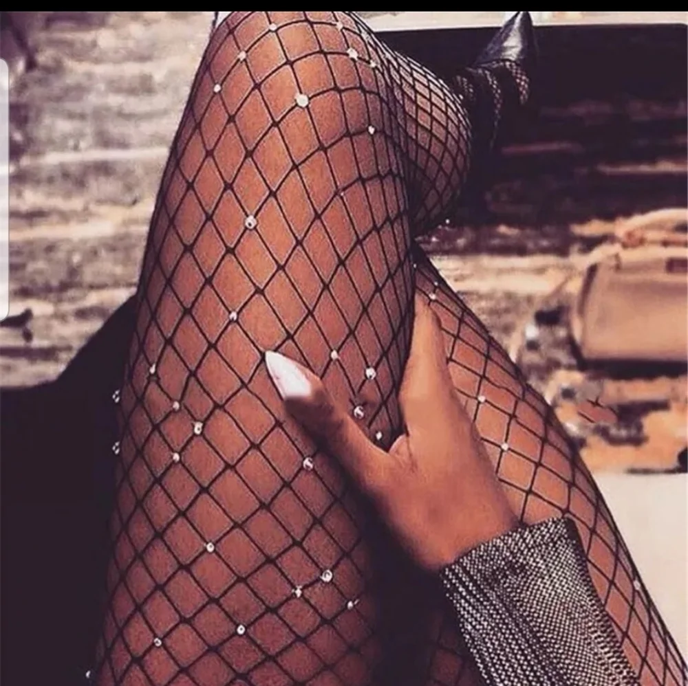 Black Rhinestone fishnet pantyhose